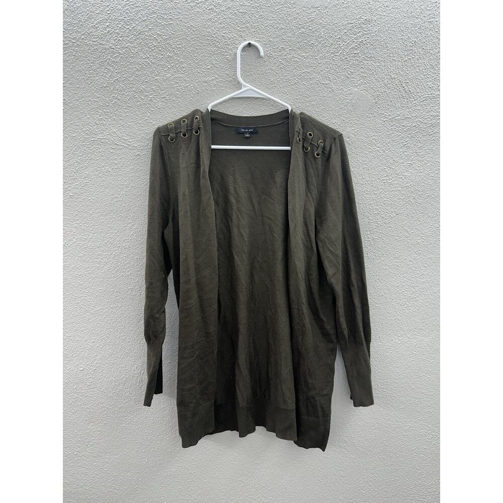 Verve Ami Womens Cardigan Size Medium Green Long Sleeve Open Front